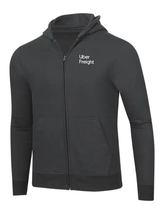 Charcoal 8.5 oz Ring Spun Zip Hooded Sweatshirt w/Uber Freight Logo