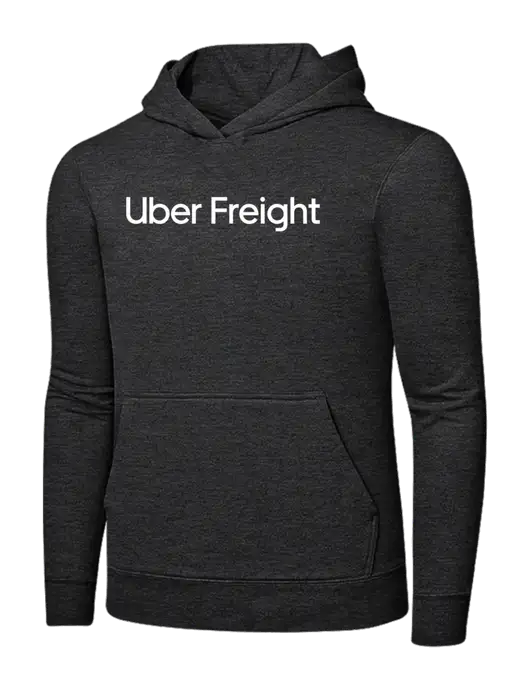 Dark Heather Grey 7.8 oz Ring Spun Hooded Sweatshirt w/Uber Freight Logo