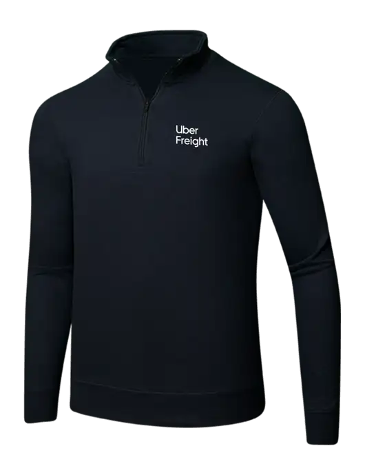 Jet Black 8.5 oz Ring Spun 1/4 Zip Pullover Sweatshirt w/Uber Freight Logo
