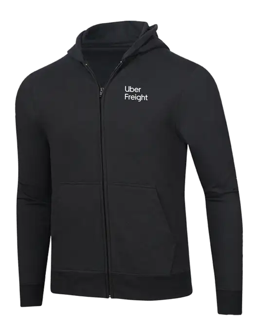 Jet Black 8.5 oz Ring Spun Zip Hooded Sweatshirt w/Uber Freight Logo