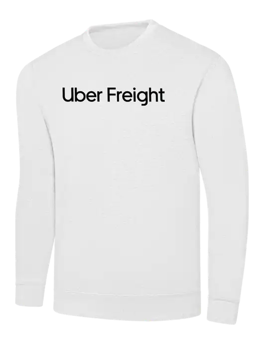 White 7.8 oz Ring Spun Crew Sweatshirt w/Uber Freight Logo
