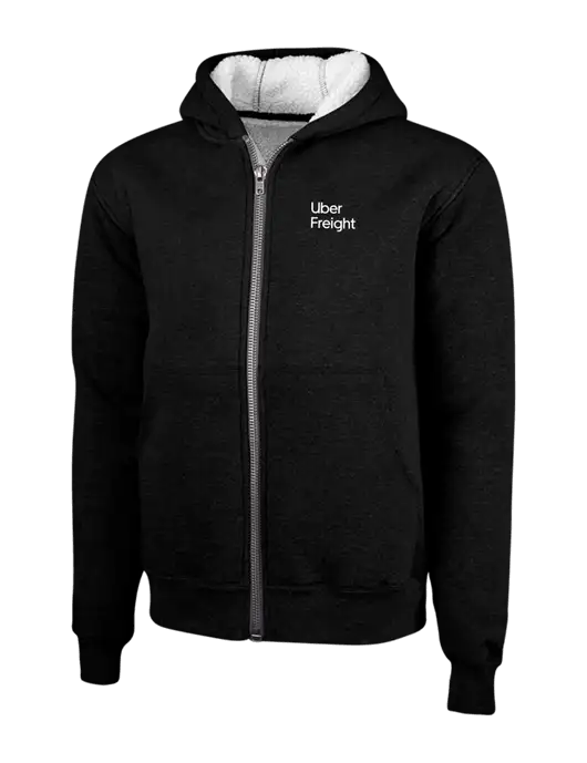 Cornerstone Black Heavyweight Sherpa Lined Hooded Fleece Jacket w/Uber Freight Logo