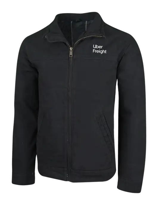 Cornerstone Black Washed Duck Cloth Flannel Lined Work Jacket w/Uber Freight Logo
