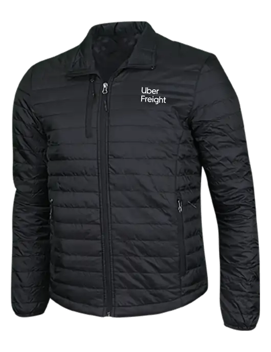 Deep Black Puffy Packable Jacket w/Uber Freight Logo