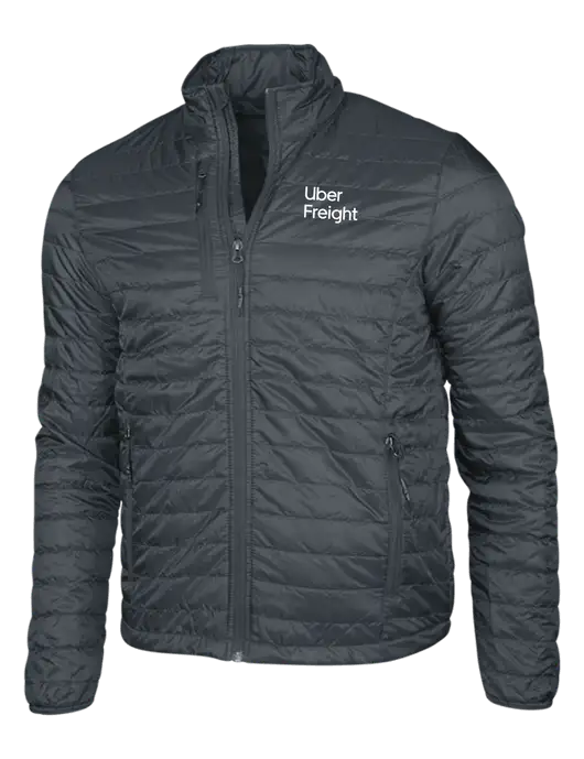 Dark Grey Puffy Packable Jacket w/Uber Freight Logo