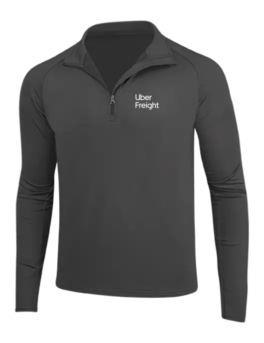 Charcoal Grey Sport Wick Stretch 1/4 Zip Pullover w/Uber Freight Logo