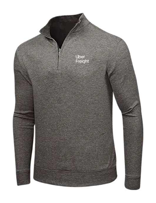 Charcoal Heather/Medium Heather Grey Interlock 1/4 Zip w/Uber Freight Logo