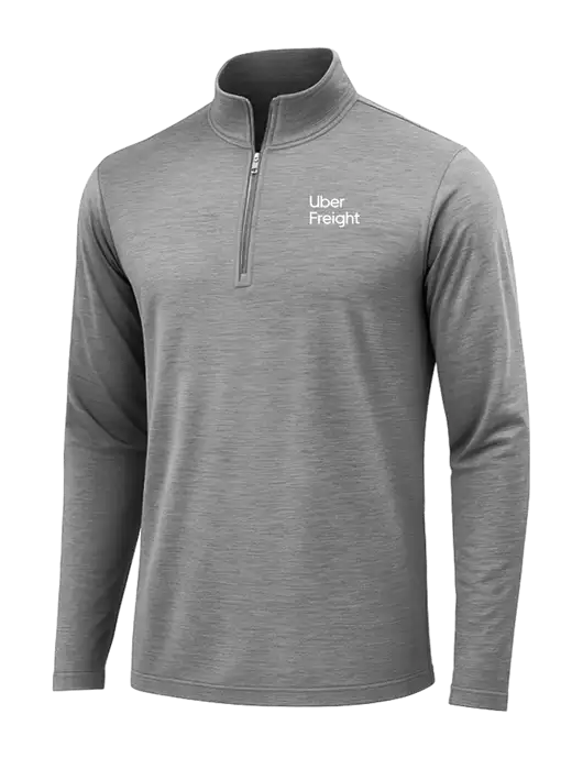 Dark Grey Heather Posicharge Tri-Blend Wicking 1/4 Zip Pullover w/Uber Freight Logo