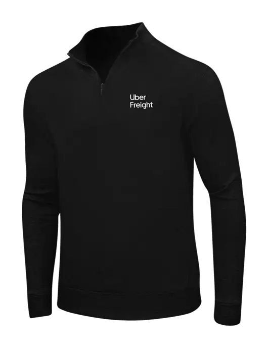 Deep Black/Charcoal Heather Interlock 1/4 Zip w/Uber Freight Logo