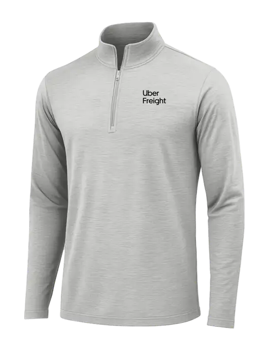 Light Grey Heather Posicharge Tri-Blend Wicking 1/4 Zip Pullover w/Uber Freight Logo
