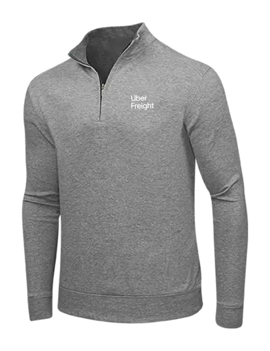 Medium Heather Grey/Charcoal Heather Interlock 1/4 Zip w/Uber Freight Logo