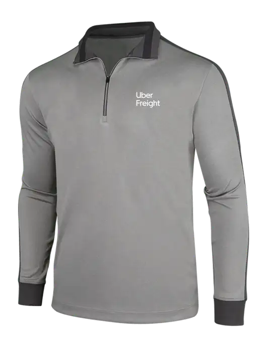 NIKE Athletic Grey/Heather Dark Grey Dry-Fit 1/2 Zip Cover-Up w/Uber Freight Logo