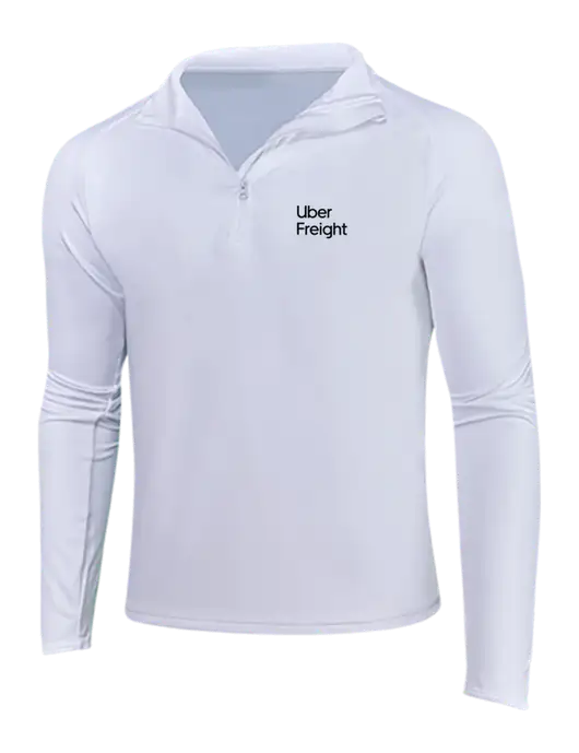 White Sport Wick Stretch 1/4 Zip Pullover w/Uber Freight Logo