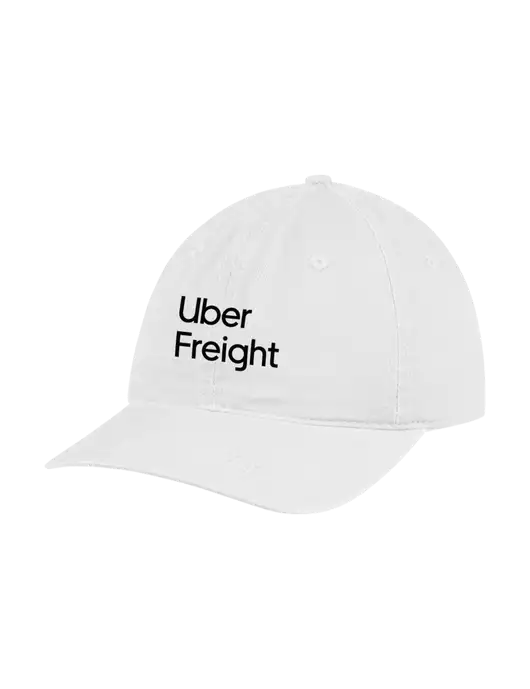 Garment Washed Unstructured Twill White Cap w/Uber Freight Logo