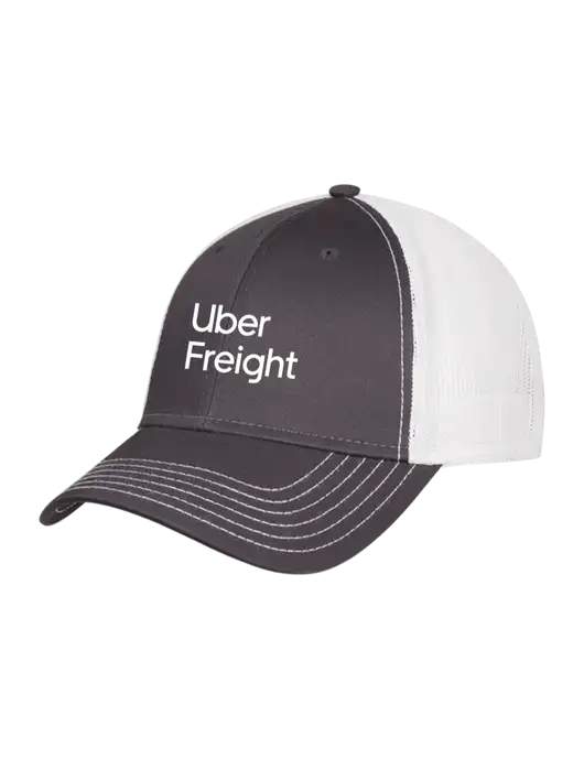 Dark Grey/White Mesh Trucker Cap Snap Back w/Uber Freight Logo