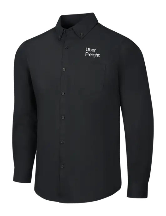 Black Long Sleeve Carefree Poplin Shirt w/Uber Freight Logo
