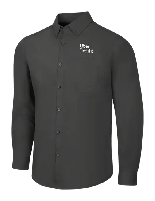 Dark Grey Long Sleeve Carefree Poplin Shirt w/Uber Freight Logo