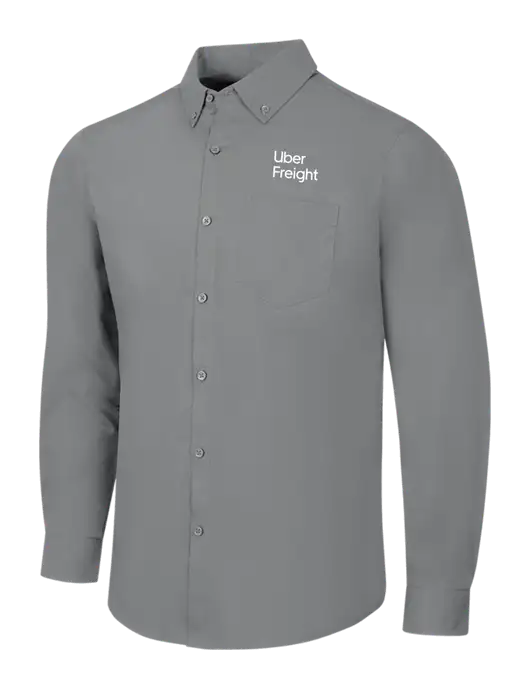 Medium Grey Long Sleeve Carefree Poplin Shirt w/Uber Freight Logo