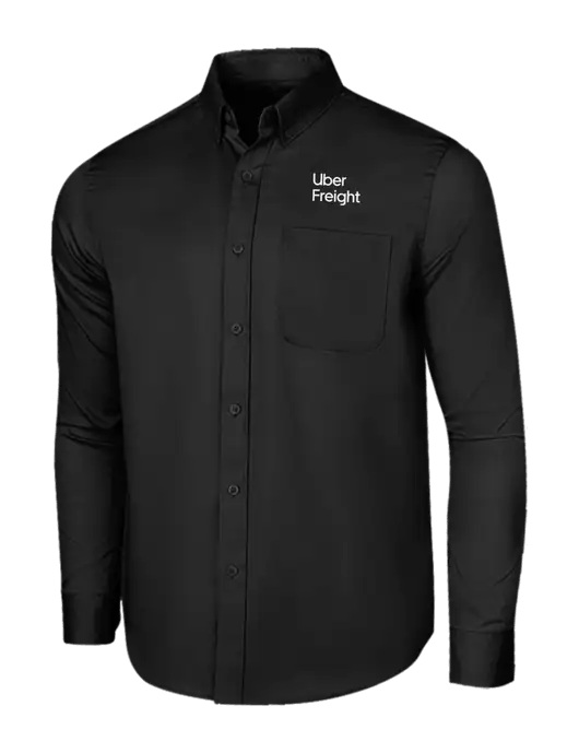 Long Sleeve Deep Black Superpro React Twill Shirt w/Uber Freight Logo