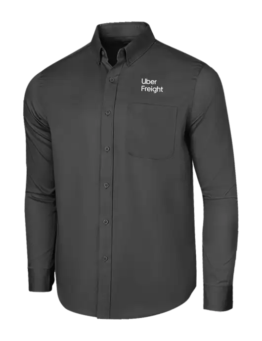 Long Sleeve Dark Grey Superpro React Twill Shirt w/Uber Freight Logo