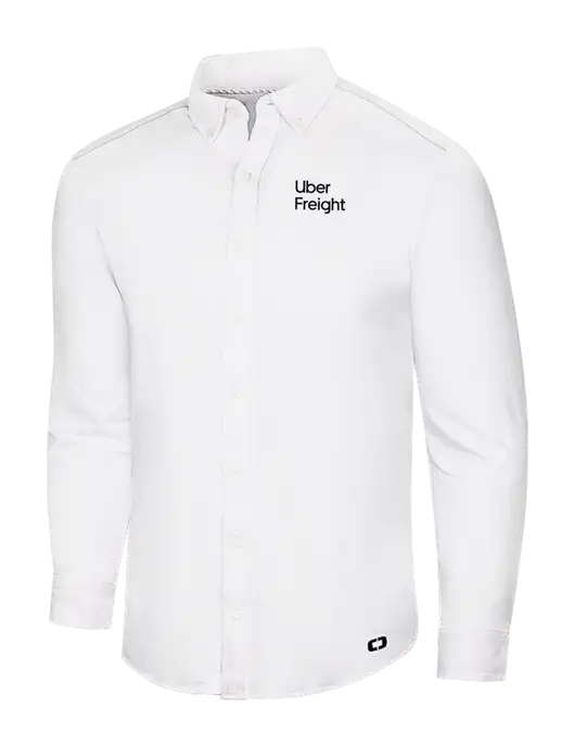 OGIO Bright White Modern Code Stretch Button-Up Shirt w/Uber Freight Logo