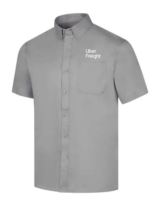 Short Sleeve Light Grey Superpro React Twill Shirt w/Uber Freight Logo