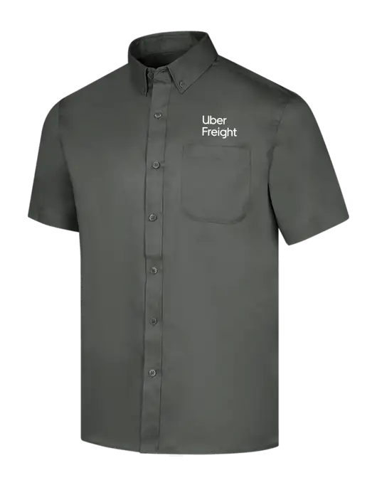 Short Sleeve Dark Grey Superpro React Twill Shirt w/Uber Freight Logo