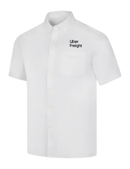 Short Sleeve White Superpro React Twill Shirt w/Uber Freight Logo