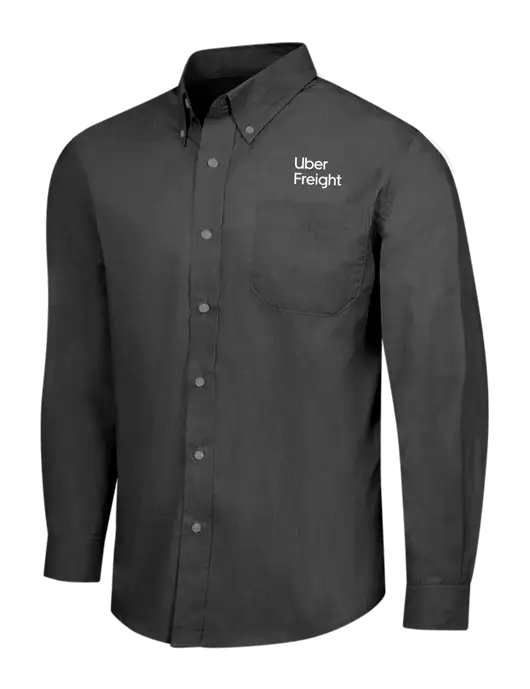 Soft Black Crosshatch Easy Care Shirt w/Uber Freight Logo