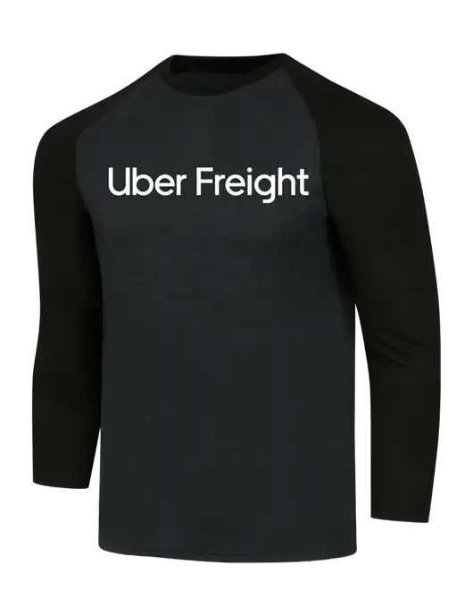 Simply Soft 3/4 Sleeve Black/Black Frost Ring Spun Cotton T-Shirt w/Uber Freight Logo
