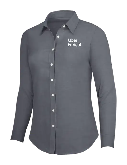 Dark Grey Womens SuperPro Oxford Shirt w/Uber Freight Logo