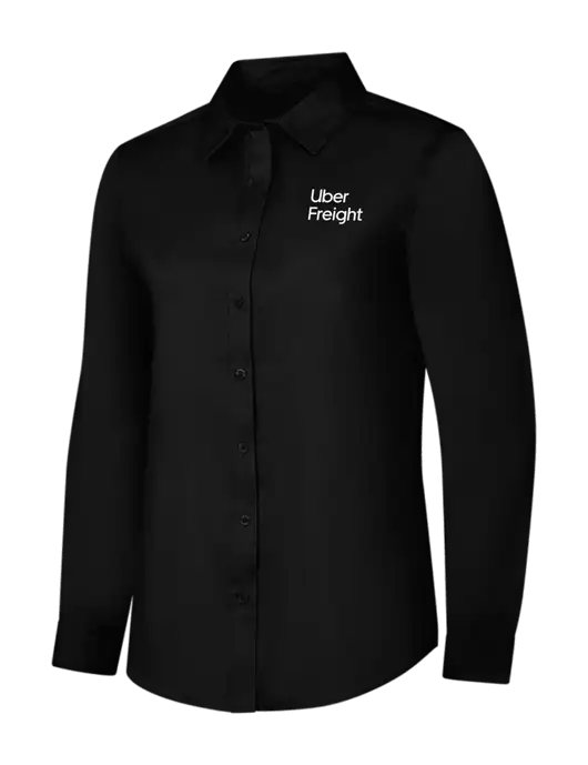 Womens Black Long Sleeve Superpro React Twill Shirt w/Uber Freight Logo