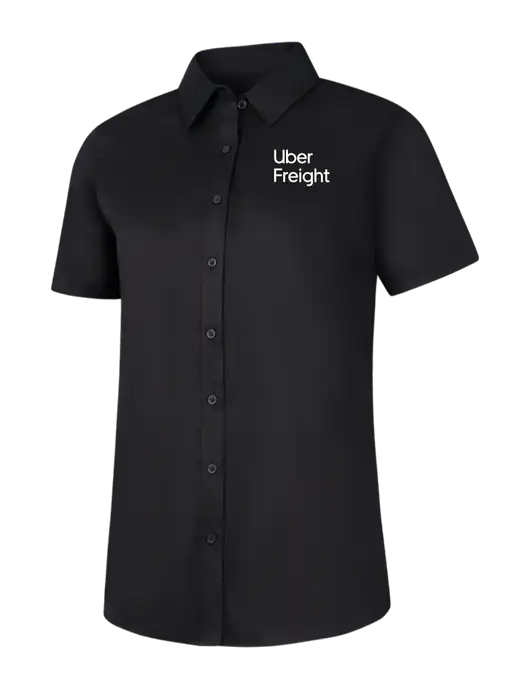 Womens Black Short Sleeve Superpro React Twill Shirt w/Uber Freight Logo