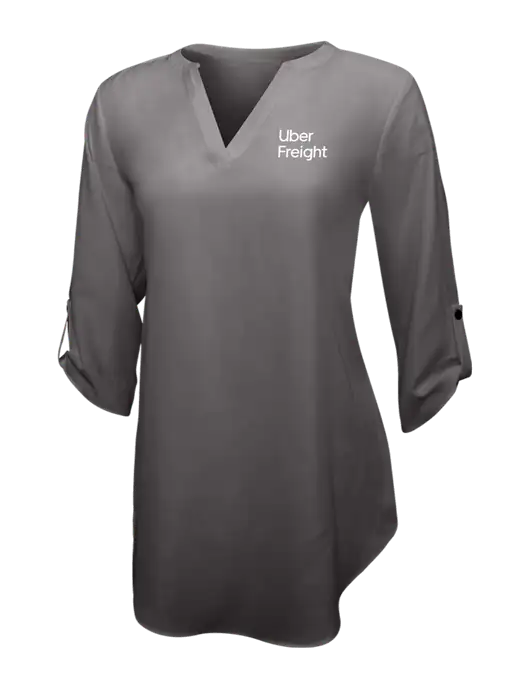 Dark Grey Womens 3/4 Sleeve Tunic Blouse w/Uber Freight Logo