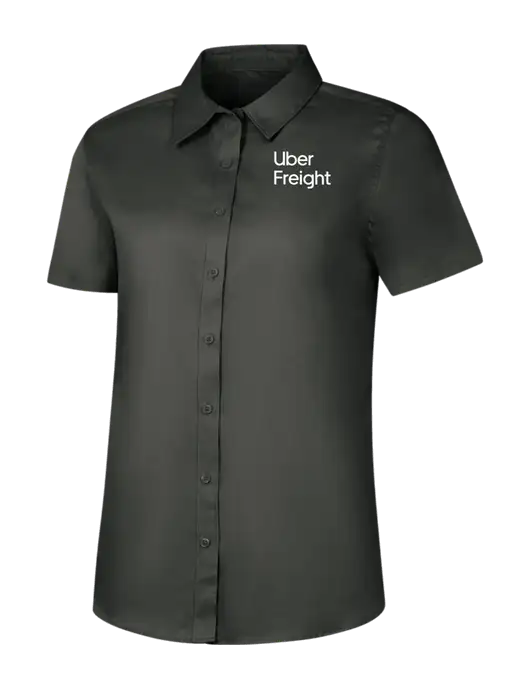 Womens Dark Grey Short Sleeve Superpro React Twill Shirt w/Uber Freight Logo