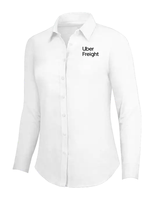 White Womens SuperPro Oxford Shirt w/Uber Freight Logo