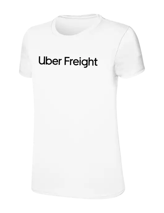 Womens Ring Spun White 4.5 oz T-Shirt w/Uber Freight Logo