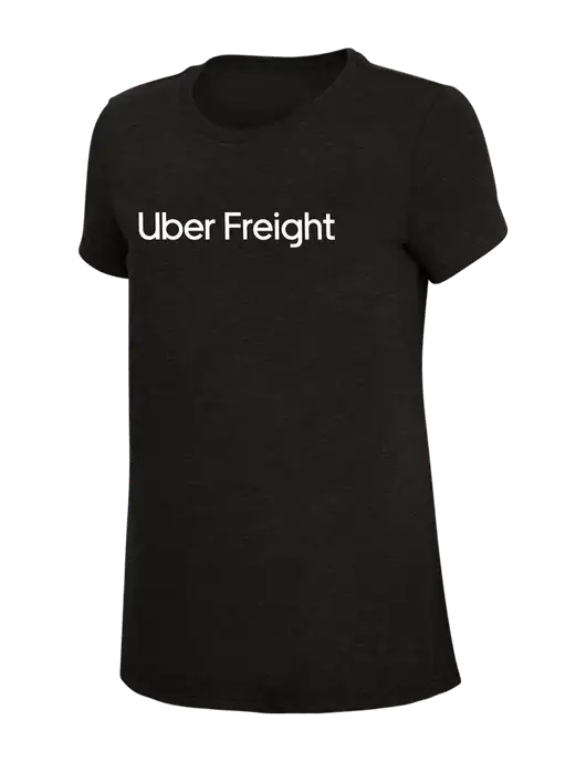 Womens Simply Soft Black 4.5oz Poly/Combed Ring Spun Cotton T-Shirt w/Uber Freight Logo