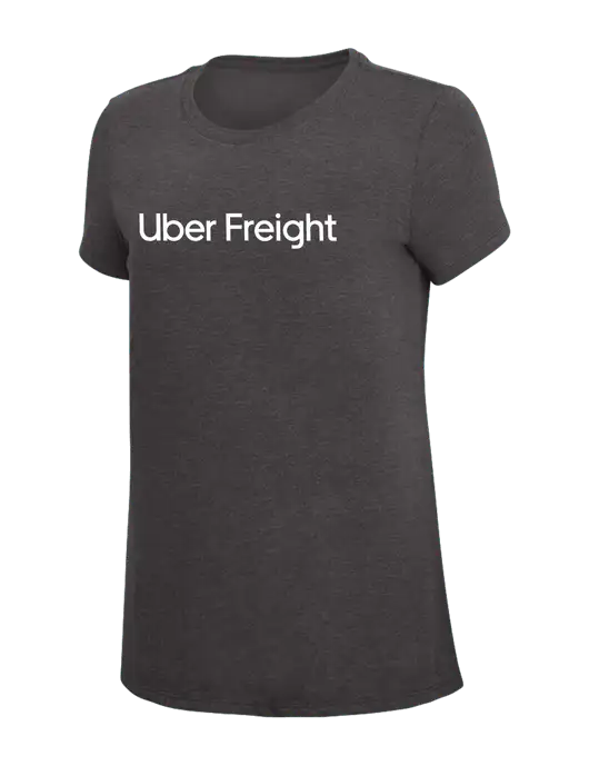 Womens Simply Soft Heather Charcoal 4.5oz  Poly/Combed Ring Spun Cotton T-Shirt w/Uber Freight Logo
