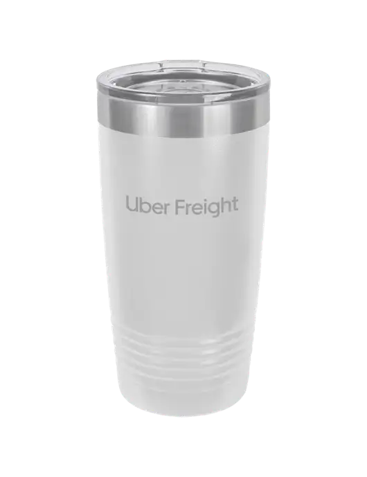Polar Camel 20 oz Powder Coated White Vacuum Insulated Tumbler  w/Uber Freight Logo