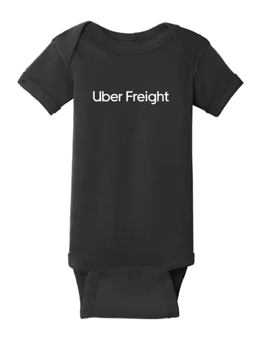 Rabbit Skins Black Infant Short Sleeve Baby Rib Bodysuit w/Uber Freight Logo