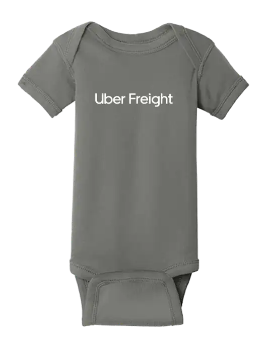 Rabbit Skins Charcoal Infant Short Sleeve Baby Rib Bodysuit w/Uber Freight Logo