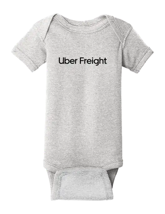 Rabbit Skins Light Grey Heather Infant Short Sleeve Baby Rib Bodysuit w/Uber Freight Logo