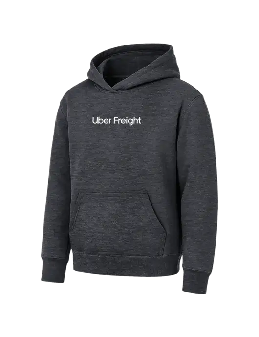 Youth Dark Heather Grey 7.8 oz Pullover Hooded Sweatshirt w/Uber Freight Logo