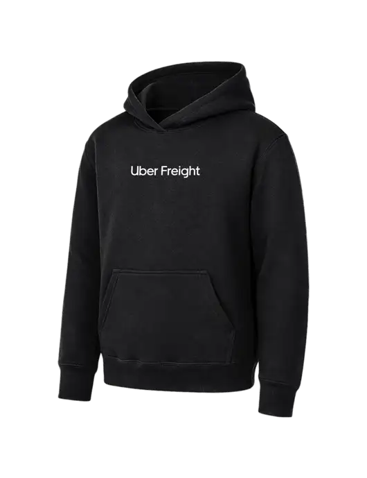 Youth Black 7.8 oz Pullover Hooded Sweatshirt w/Uber Freight Logo