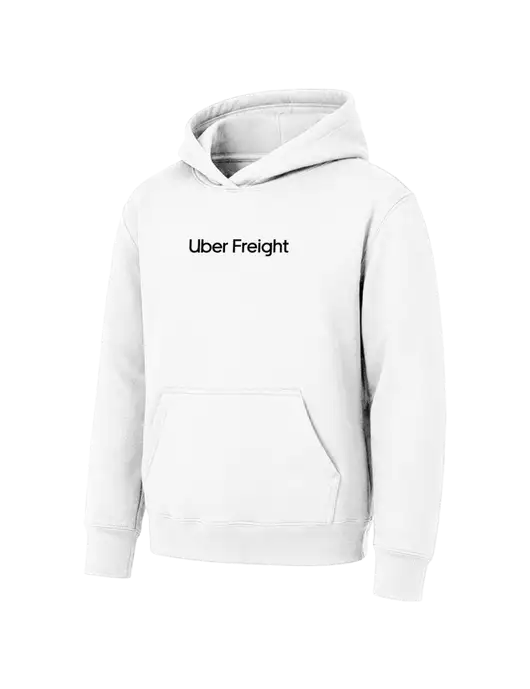 Youth White 7.8 oz Pullover Hooded Sweatshirt w/Uber Freight Logo