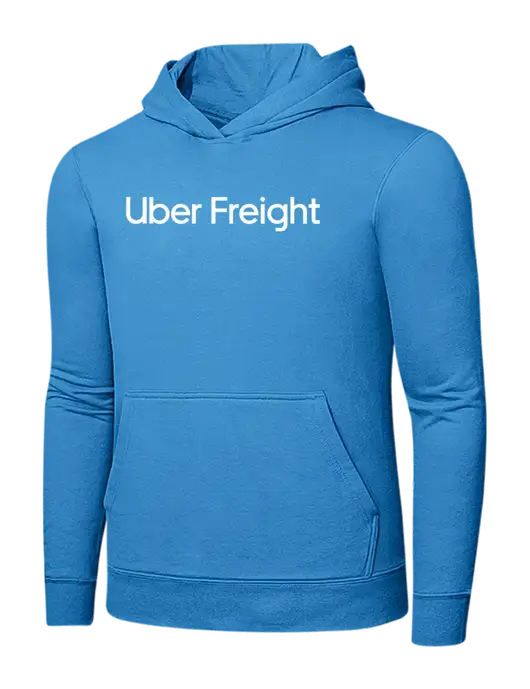 Light Aqua Blue 7.8 oz Ring Spun Hooded Sweatshirt w/Uber Freight Logo