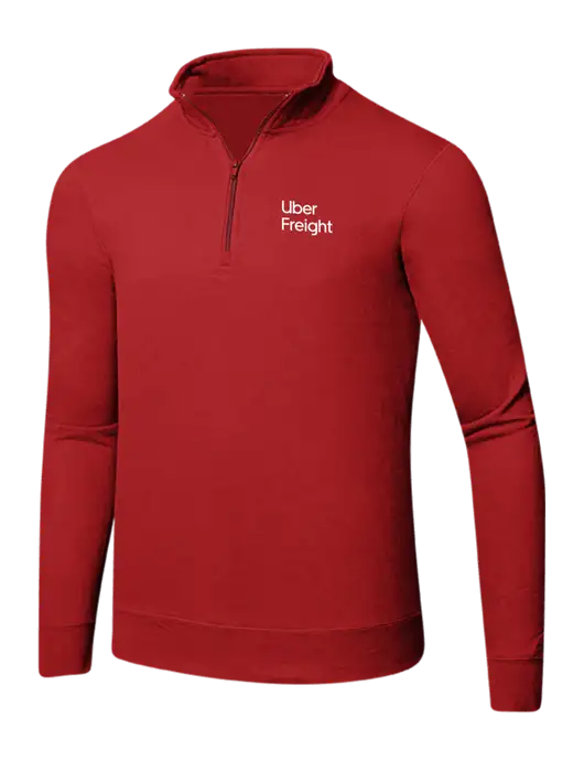 Bright Red 8.5 oz Ring Spun 1/4 Zip Pullover Sweatshirt w/Uber Freight Logo