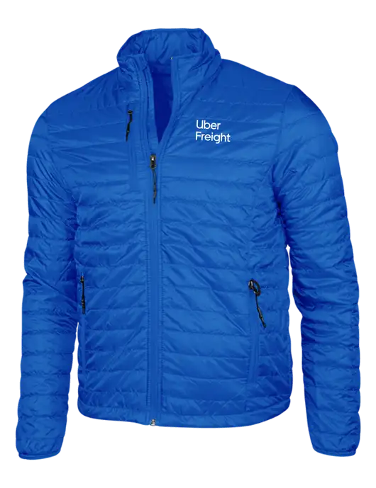 Dark Royal Blue Puffy Packable Jacket w/Uber Freight Logo