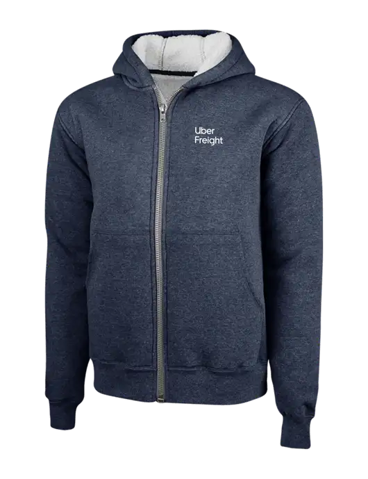 Cornerstone Navy Heavyweight Sherpa Lined Hooded Fleece Jacket w/Uber Freight Logo